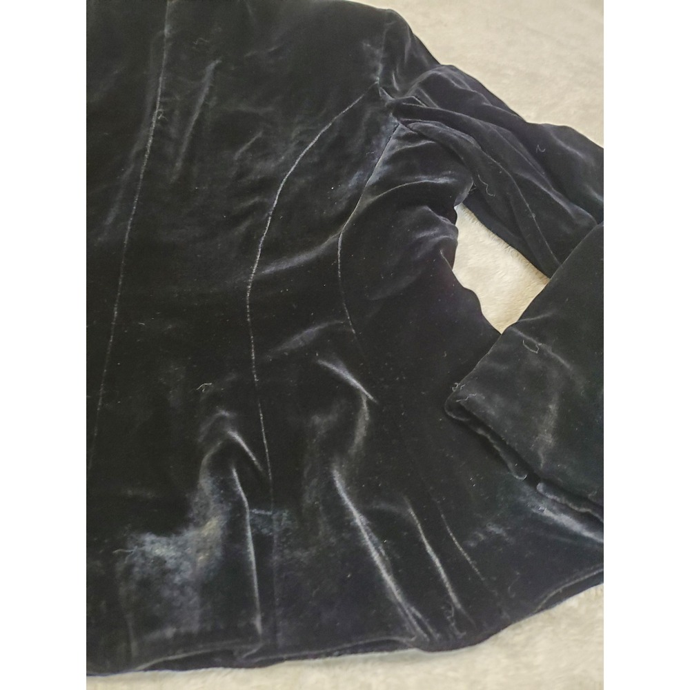 Lauren Ralph Lauren Black Velvet Button-Front Blazer - Picture 3 of 11